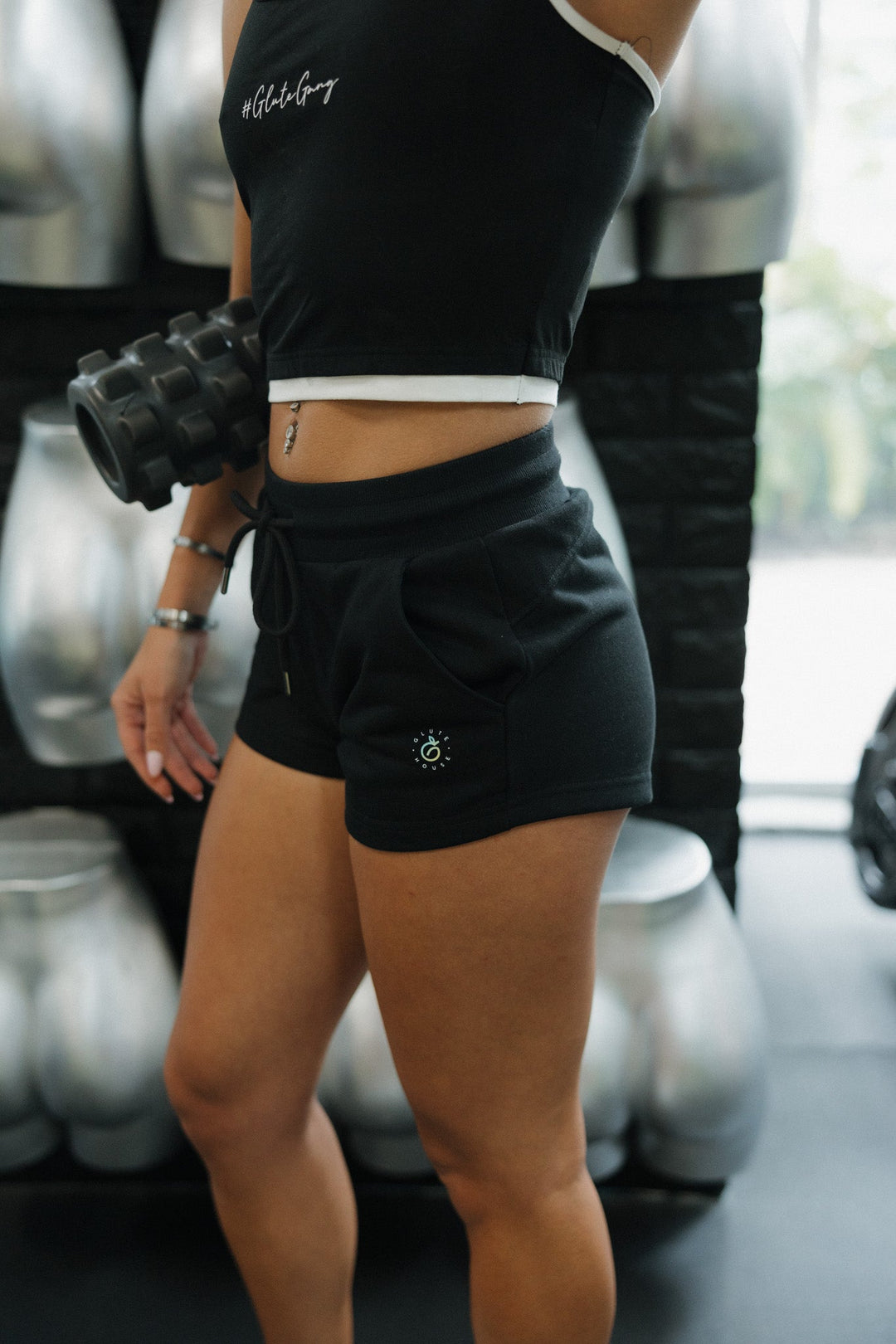 GluteHouse Sweat Short in black, side detail