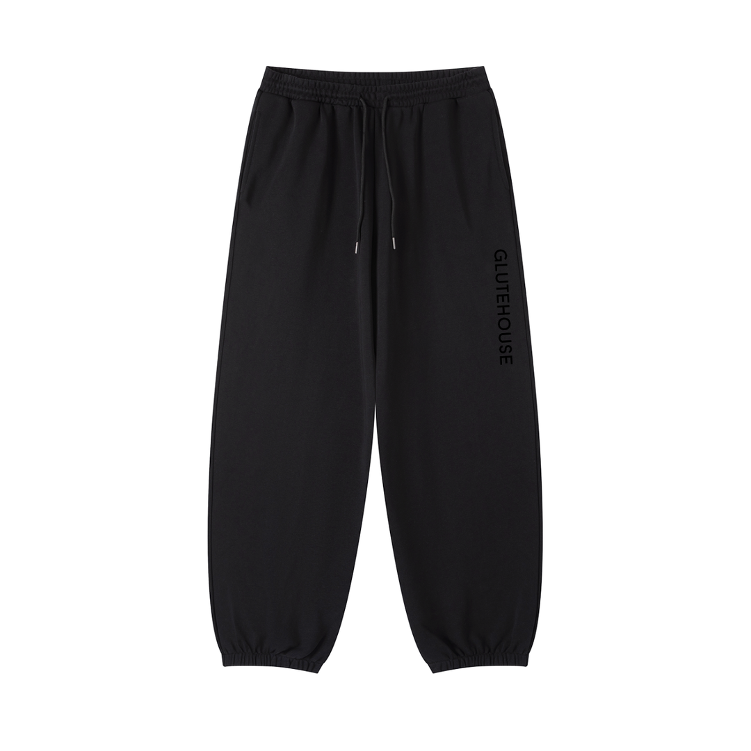 GluteHouse Crop Hoodie + Jogger Sweatpants Set - Black